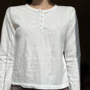 Brandy Melville white button up long sleeve top
